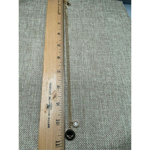 Kate Spade Spot The Spade Diamond Hardware Necklace Black Gold Tone - Picture 8 of 9